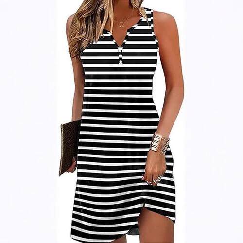 Women's beach shaped dress with sleeveless collar, vest,