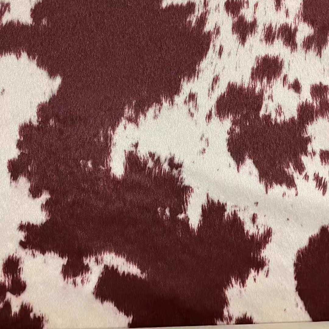 新款马毛奶牛纹印花素色马毛转移植绒毛鞋材箱包手袋服装等面料