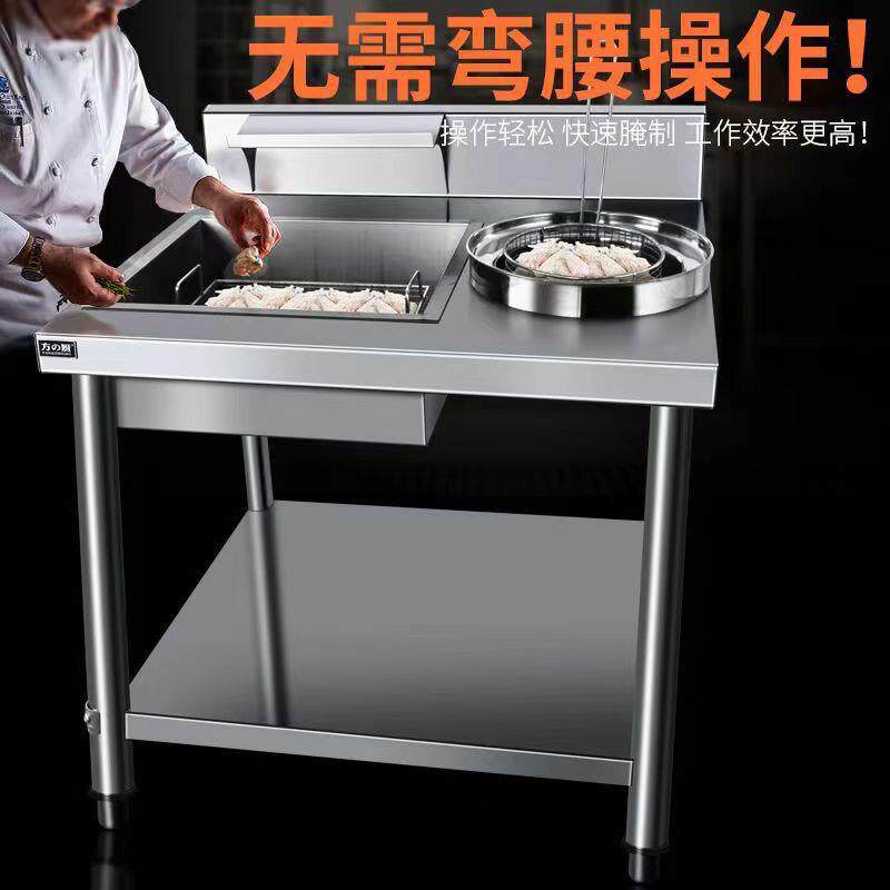 方厨大容量炸鸡裹粉台不锈钢操作台裹粉机汉堡炸鸡店设备裹面专用