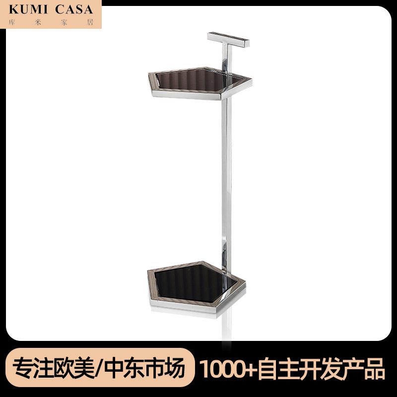 设计师简约创意玻璃边几卧室茶几客厅异形不锈钢现代沙发圆形角几
