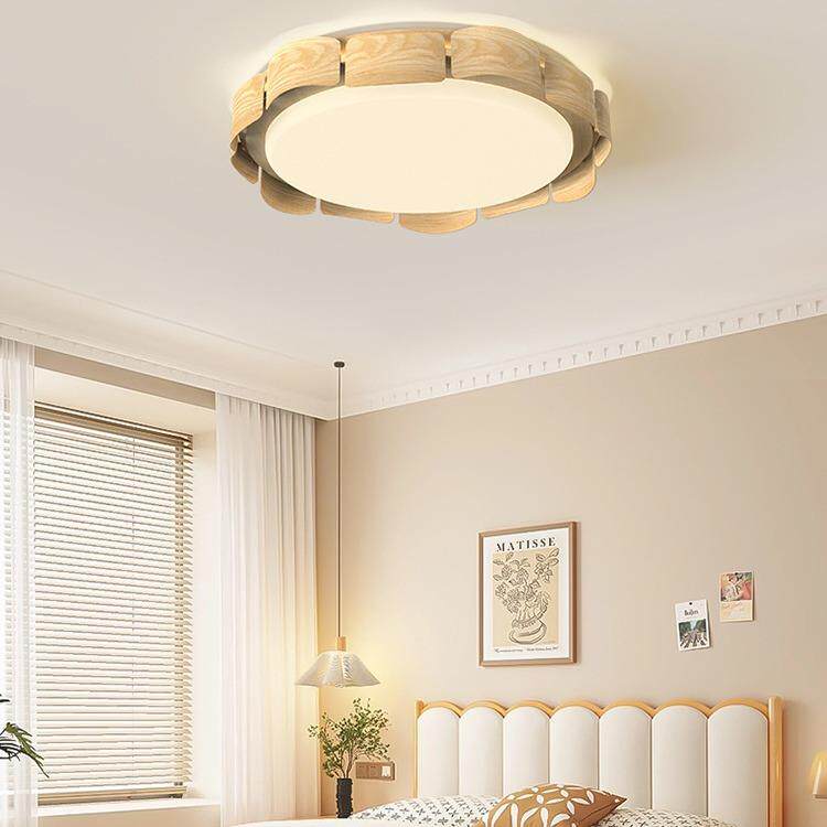 复古卧室灯全光谱护眼原木风灯具创意个性设计师款吸顶灯中山灯具