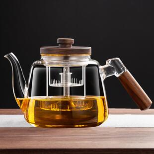 围硅炉煮茶壶高硼玻透黑璃943侧把茶壶蒸煮一体花内胆耐热玻璃泡