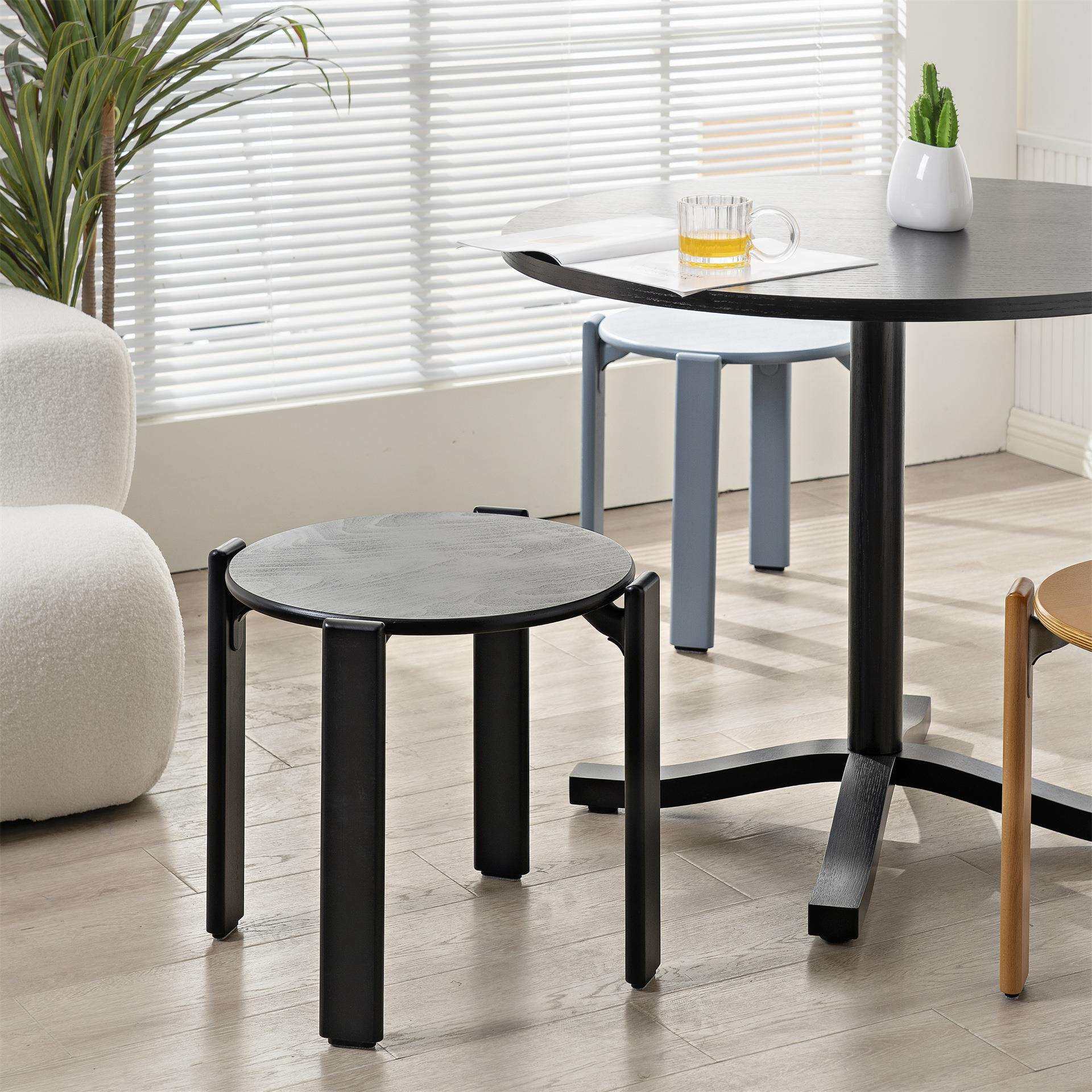 现代简约客厅雷伊凳子餐厅个性设计实木餐椅咖啡厅圆椅子现货