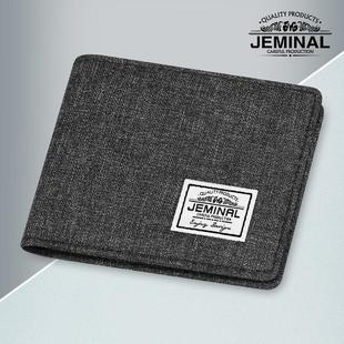 男超薄帆布短款小钱包男生简约小众钱包卡包学生对折叠小巧布钱夹