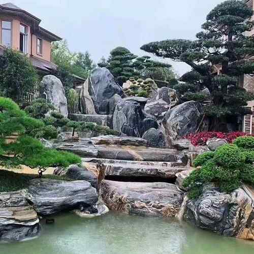 泰山石庭院鱼池假山制作矿山石料园坡林观景河道护KAI点缀造景