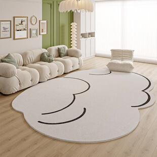 正品地仿毯客床厅异形奶油风地毯秋冬地垫加厚羊绒不规则室边卧地