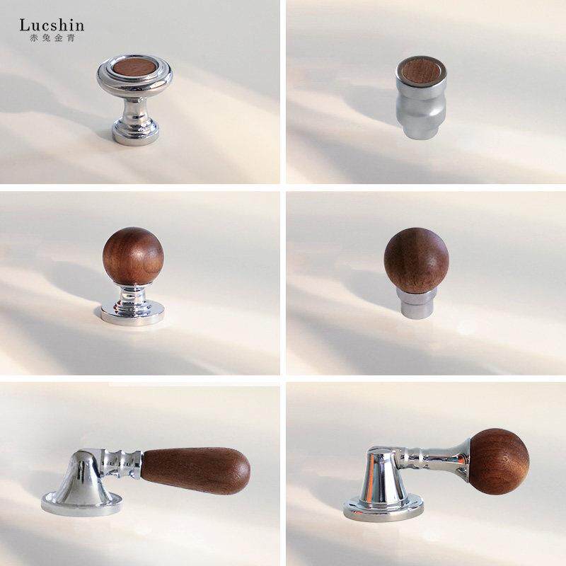 覆古胡桃木圆球拉手中古银色抽屉整体橱柜门把手衣柜门吊坠黄铜小