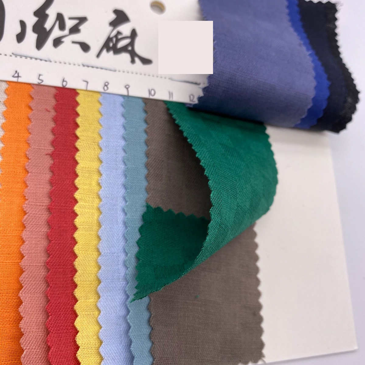 新款亚麻暗纹提花格子面料 麻布棉质麻交织布料 DIY设计 厂家直供