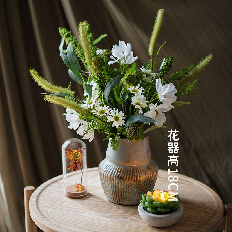 假摆件装饰仿真花束红花设计师花艺悦花绢套装游插花网雏菊
