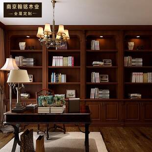 实书柜定制翰铭木业全1602屋制工厂直木销纯实木定代现轻奢