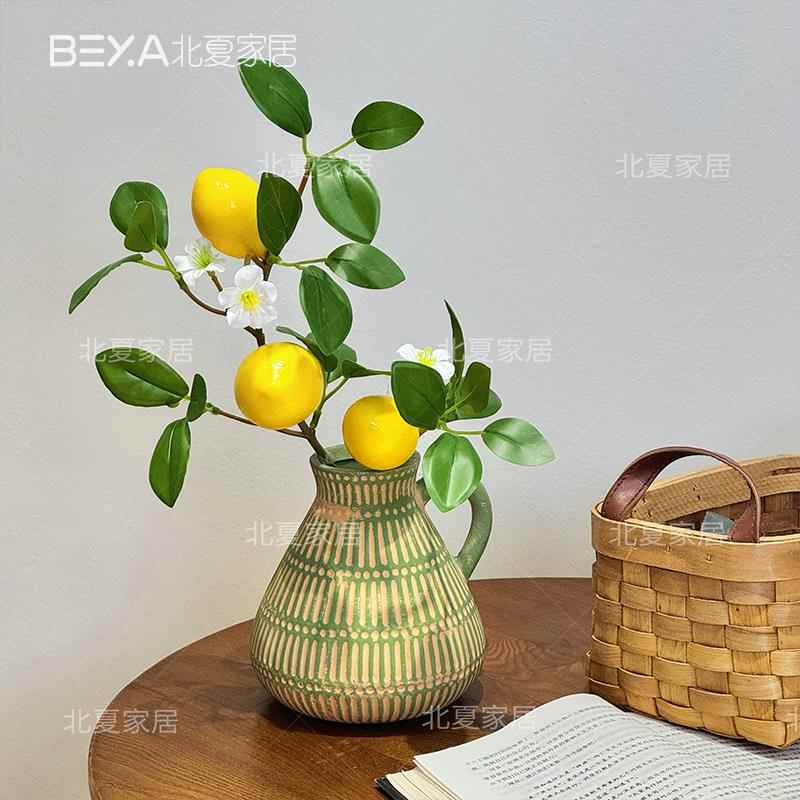 仿真柠檬果枝条干花果树枝 果实仿真花假花摆设餐桌装饰花艺摆件