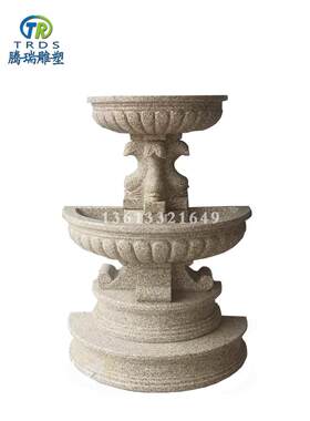 石雕景观墙壁盆摆件水幕狮子头流水池半圆盆景墙欧式庭院玄关喷泉