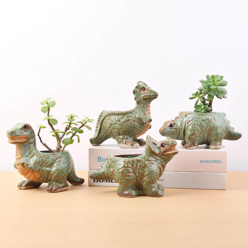 恐龙造型多肉仙人掌陶瓷个性小盆栽花盆室内培植创意微盆绿植盆景