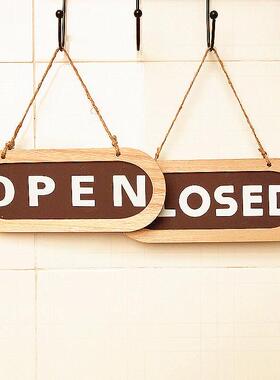 OPEN美式乡村双面装饰门牌挂牌创意木质营业中欢迎光临牌店铺壁饰