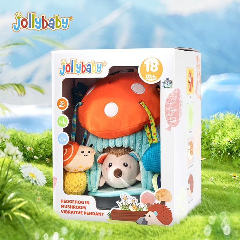 jollybaby婴幼儿抽抽乐刺猬动物拉震带音乐车床挂件宝宝早教玩具