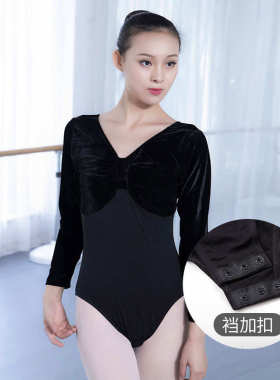 红服女丝绒体操儿童跳舞练芭蕾舞功服长袖服体舞鞋53061半