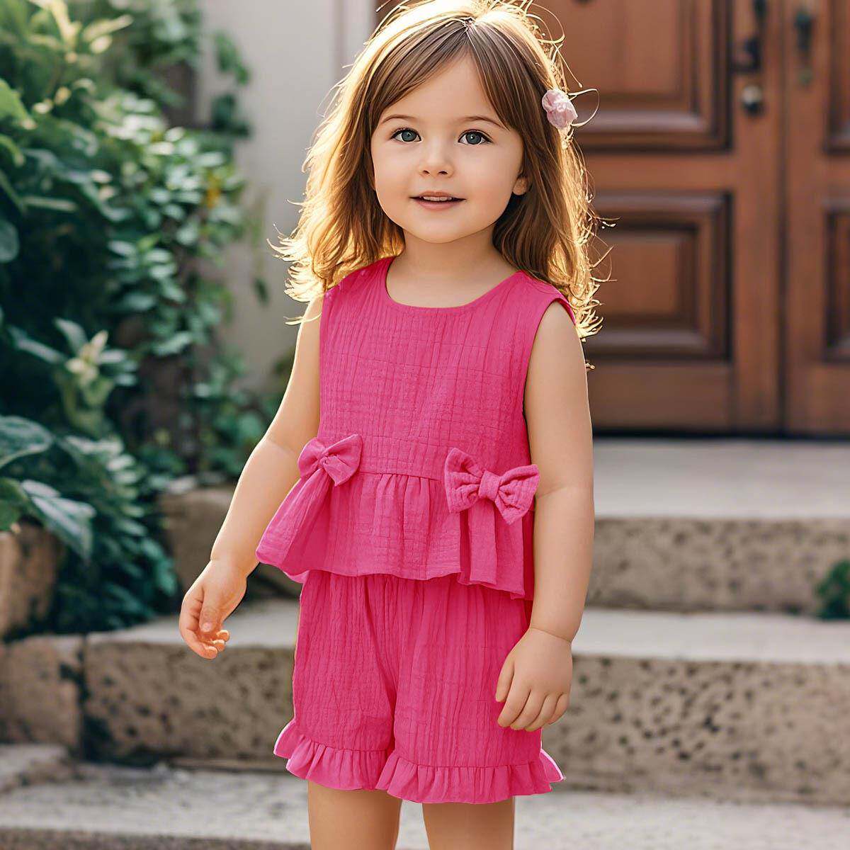 Girls' 2-Piece Set Butterfly Knot Cute Top with Casual Long