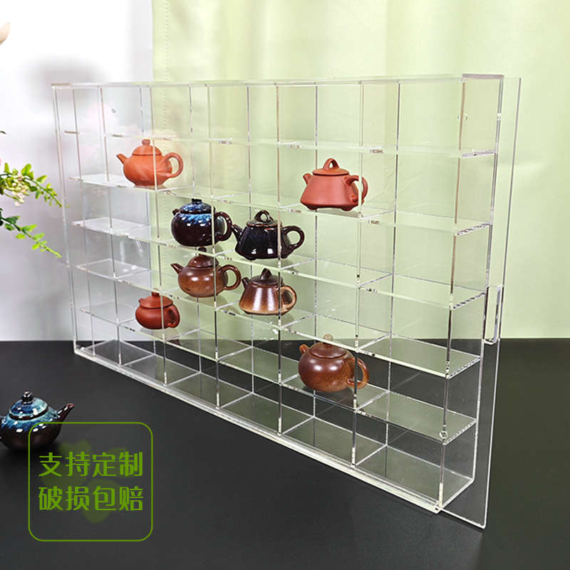 亚克格子茶具收纳盒杯架紫砂壶展示架茶壶柜桌面置物架透明多宝阁