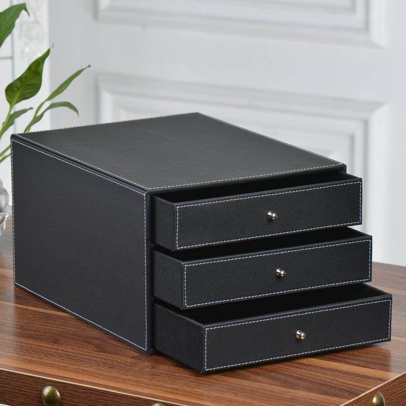 欧式皮革桌面文件柜文件抽屉柜收纳柜A4资料柜小文件柜