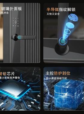 进户门防盗21452门不锈钢门木指纹门密码一握开寓智能锁家用公出
