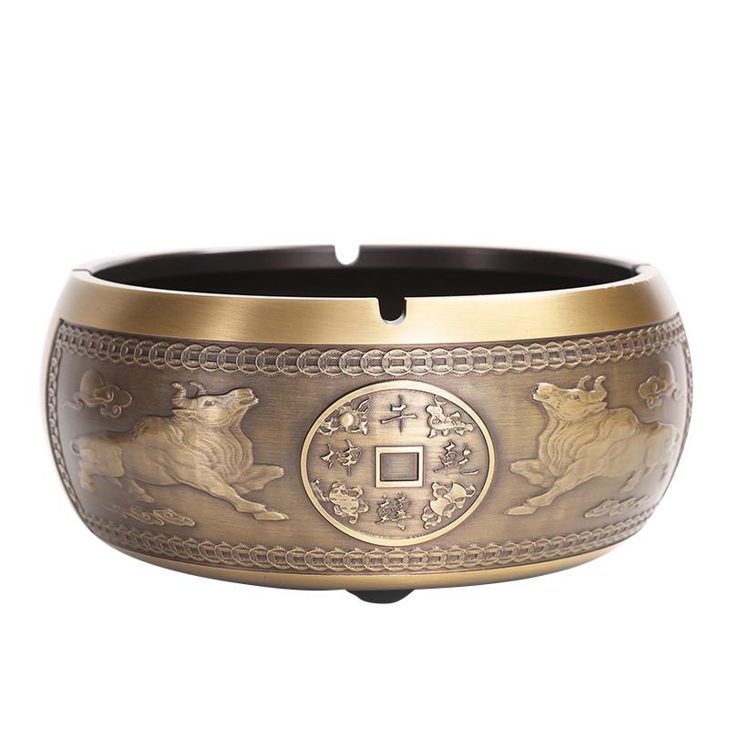 茶桌桌面感黄铜摆件个性办公轻专用客厅烟灰缸茶几家用高级酒店奢