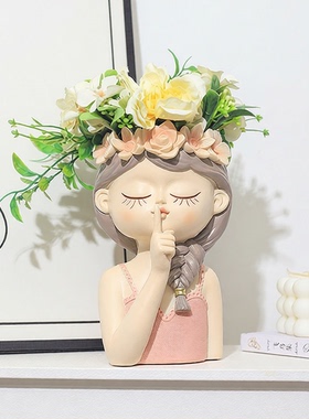 简约桌面仙女树脂花盆装饰摆件