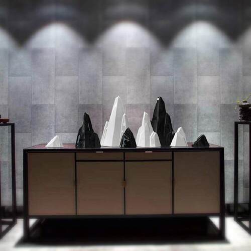 陶瓷假山创意中式摆件家居装饰品玄关客厅现代简约电镀工艺品软装