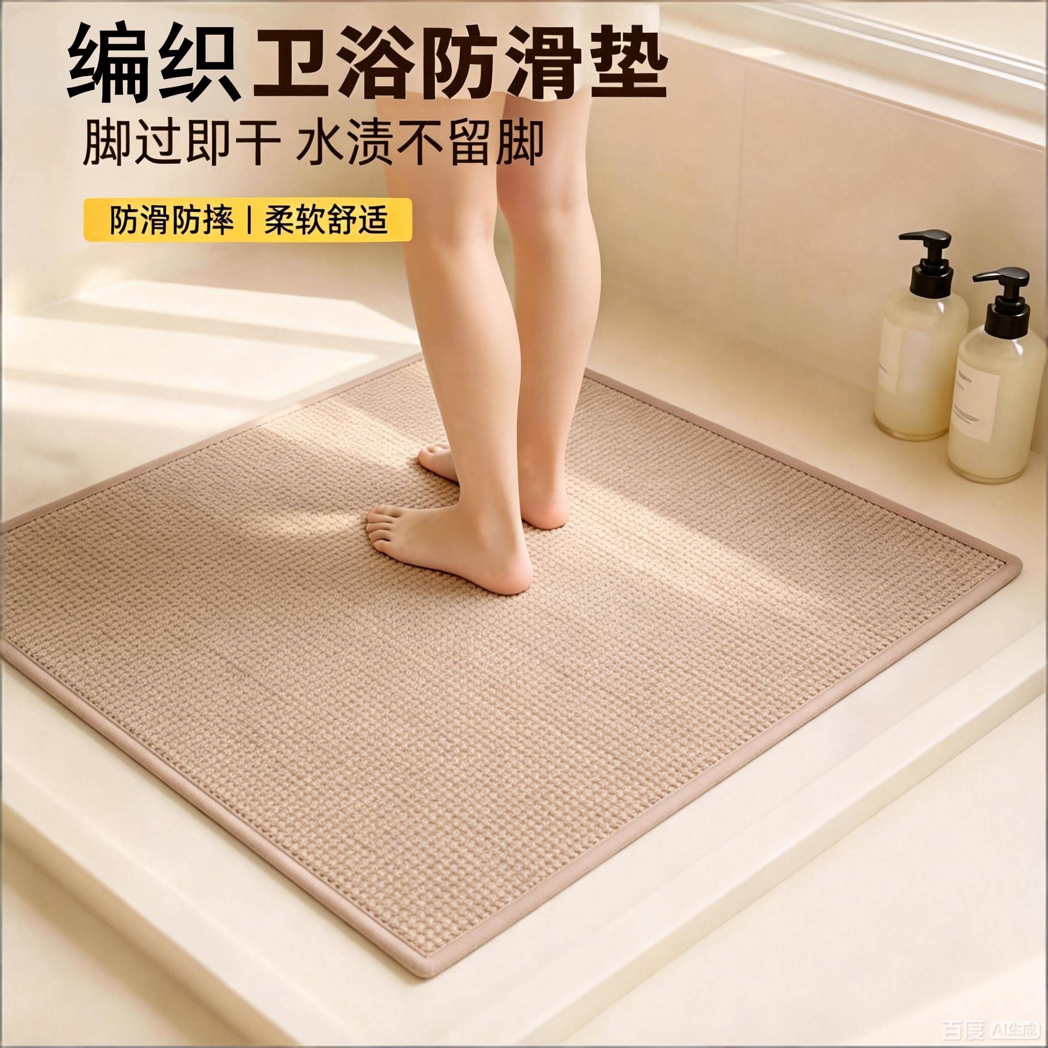 浴室地垫卫生间吸水防滑脚垫洗手间门垫速干防滑地毯编织吸水脚垫