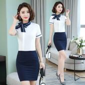 美容师工作服空姐制服 套裙珠宝店酒店前台工装 职业套装 女雪纺衬衫