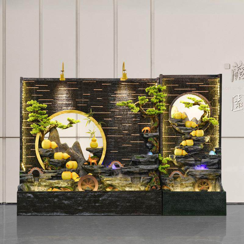 假山葫芦流水喷泉水幕墙屏风客厅瀑布循环水装饰招财庭院景观落地