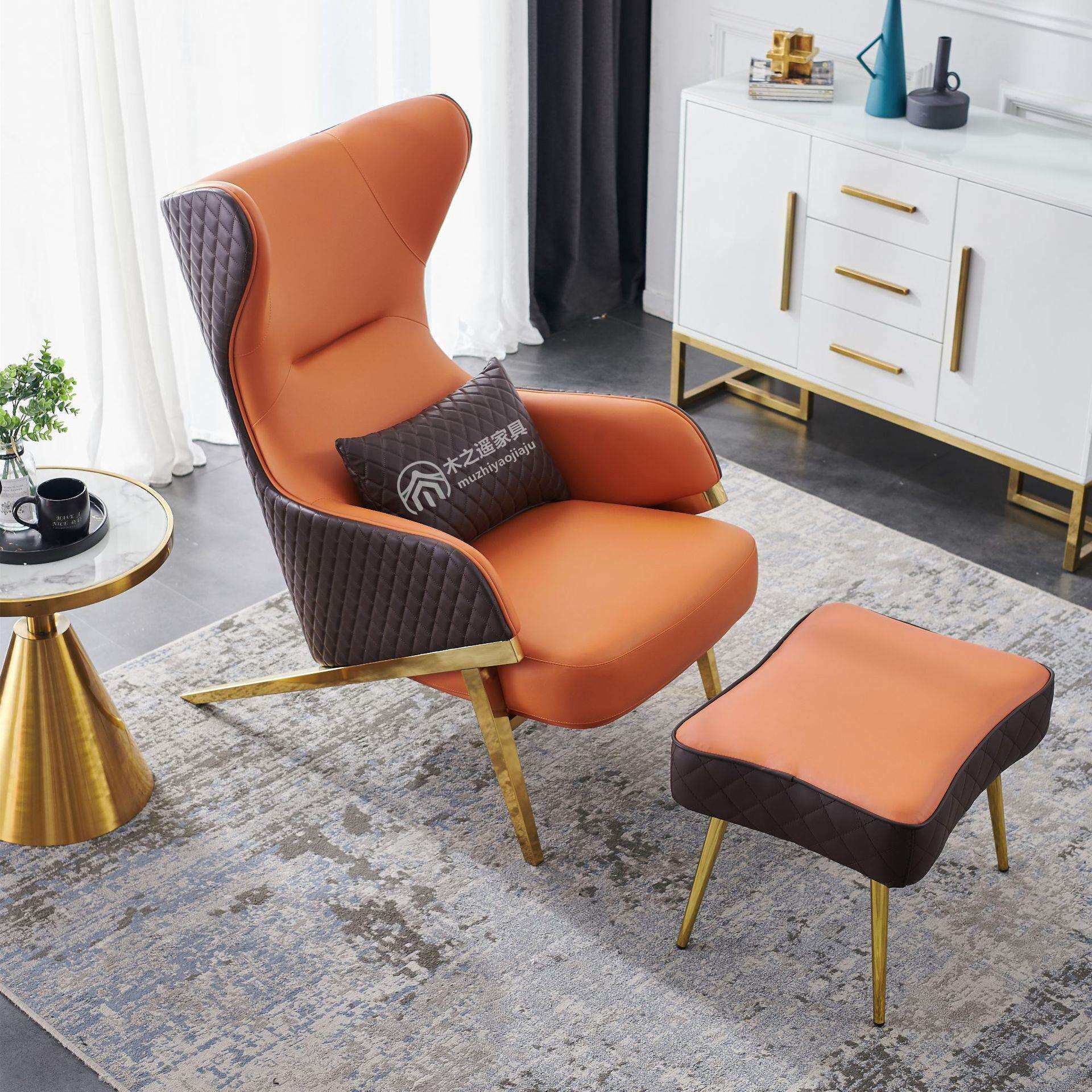 意式轻奢单人沙发椅客厅书房阳台懒人沙发椅高靠背酒店客房休闲椅