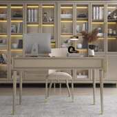 金现代奢工厂直销写字台简约书桌家用轻实木电脑桌香槟美式 小户型