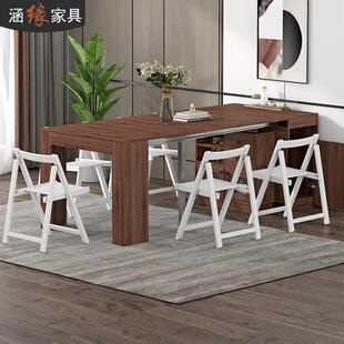 伸缩餐桌餐柜一体小户型家用现代简约厨房整体橱柜多功能饭桌7G16