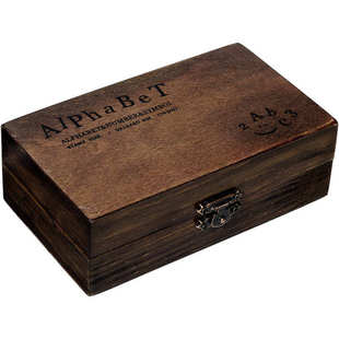 手帐印章复古木质收纳盒26个大小写正体英文字母数字活字组合印章