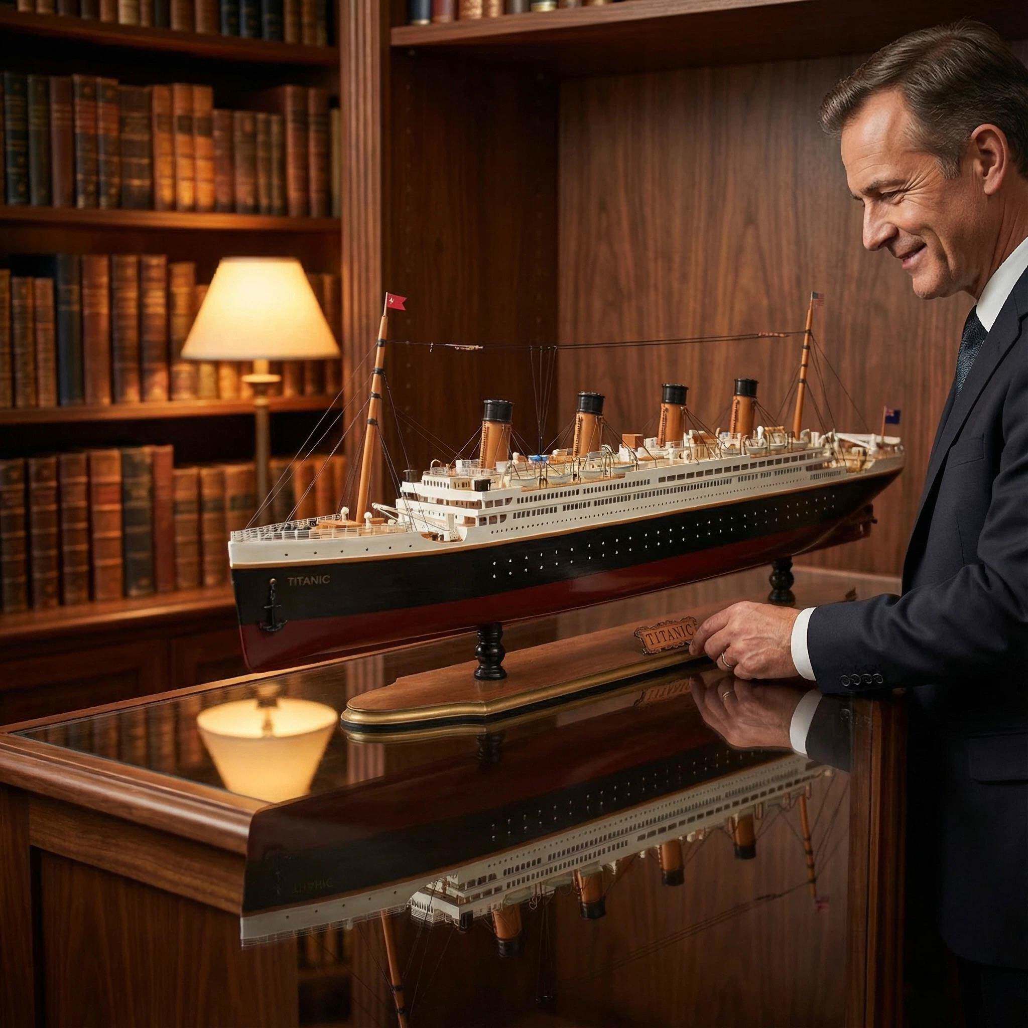 TITANIC泰坦尼克号实木工艺船模型礼盒装收藏摆件