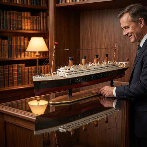 TITANIC泰坦尼克号实木工艺船模型礼盒装收藏摆件