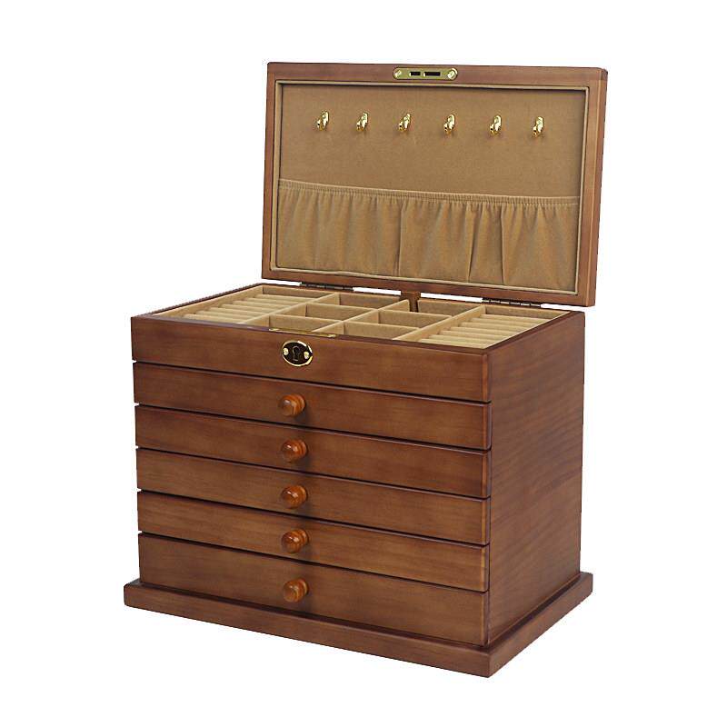 实木首饰盒带锁木质覆古手饰欧式韩国首饰收纳盒饰品盒结婚礼物