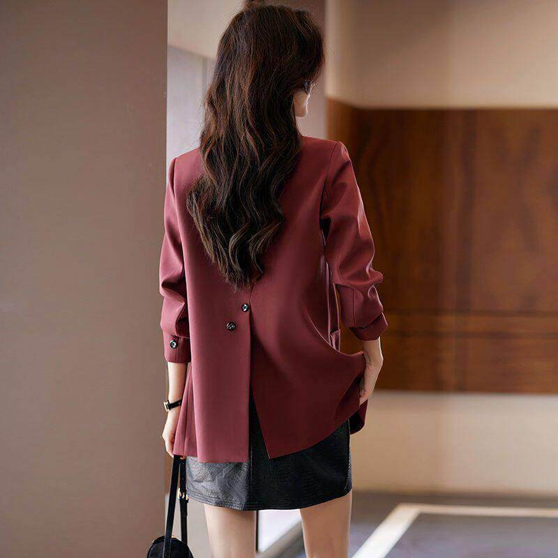 高级感小西装外套女秋季新款时尚气质宽松后开叉商务休闲西服上衣