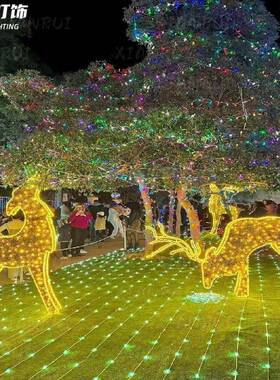 灯光仿真节糜鹿一家三口造灯L圣ED诞节图型案文旅小品灯梅花DE-46