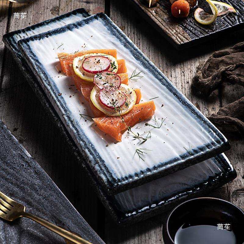 美光烧 日式寿司刺身盘子创意陶瓷西餐盘菜盘鱼盘平盘异形盘碟子