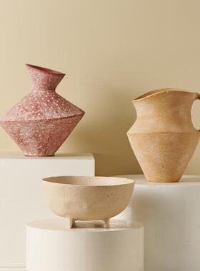 进口铝制覆古铁锈红斑驳壶形花器花瓶摆件侘寂风样板间收纳盘装饰