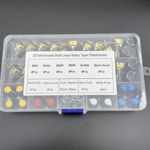 20PCS WH148电位器开关带旋钮帽盒装单联15MM B5K10K20K/50K/100K