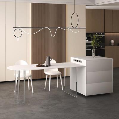 德利丰岩板悬浮CZ037餐桌亚力透明克简桌子家极用小户型靠墙纯白