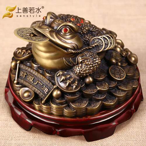 全铜招财金蟾摆件 三足蟾蜍店铺开 业礼品装饰品金蝉工艺装饰0359