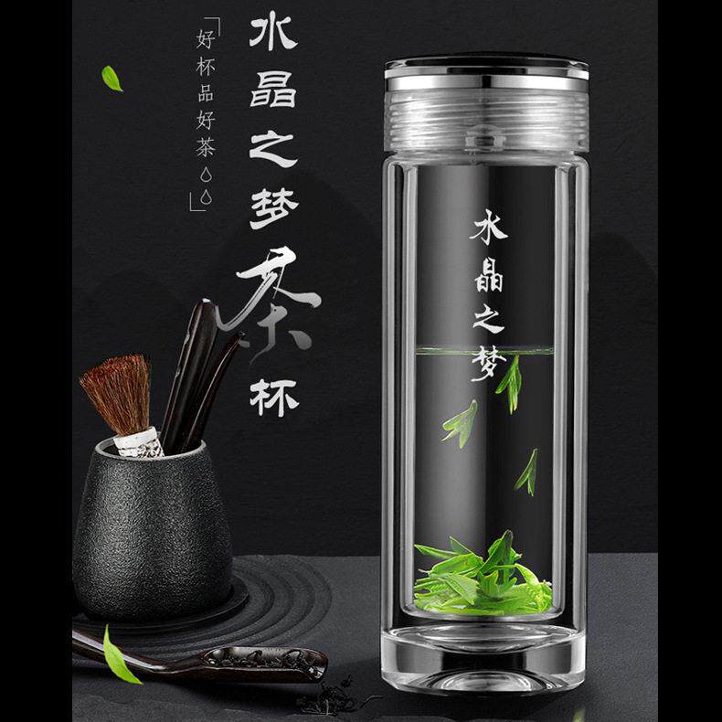 新款直销水晶之梦隔热杯子双层玻璃杯茶杯士泡茶杯加厚水杯杯手工