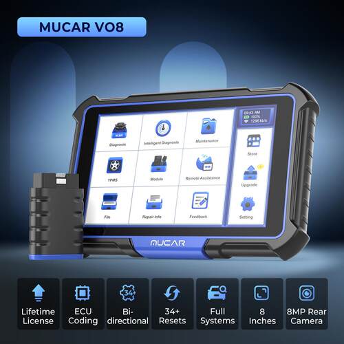 MUCARVO8OBD2汽车扫描仪34项重置全系统诊断ECU编码主动测试