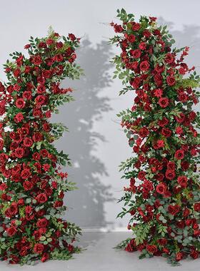 广千丰绿植深红色牛角花婚礼拱门装饰订婚求婚现场布置仿真花假花