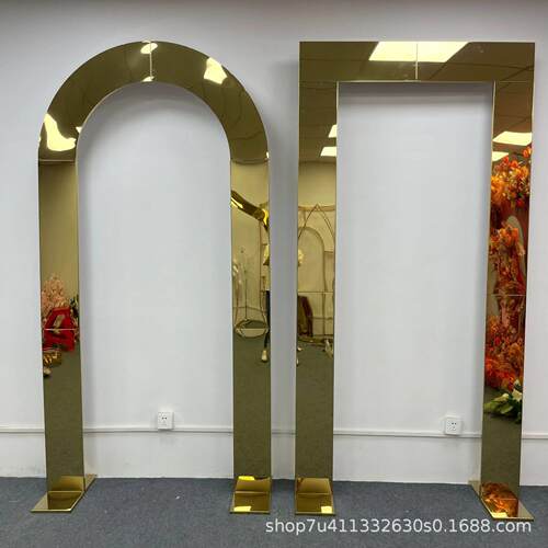 新款镀金背景架婚庆铁艺道具户外婚礼装饰不锈钢架子屏风指示牌