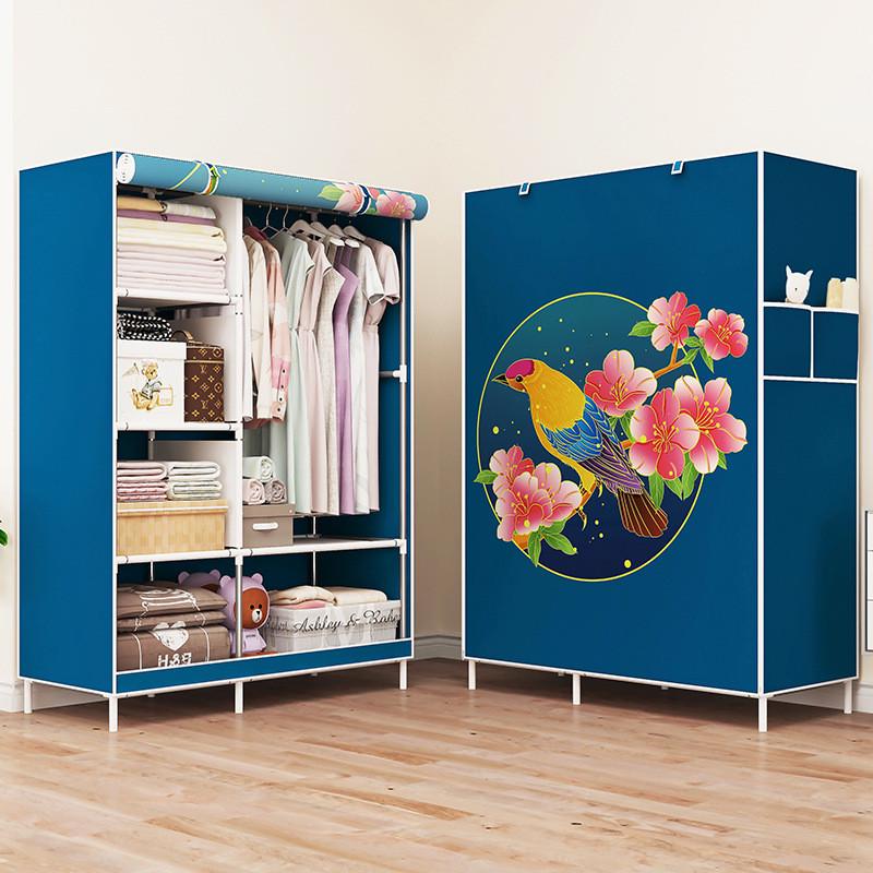 雅锐凡简易衣柜布衣柜宿舍衣橱挂衣杆衣帽架组装衣架创意加粗钢管