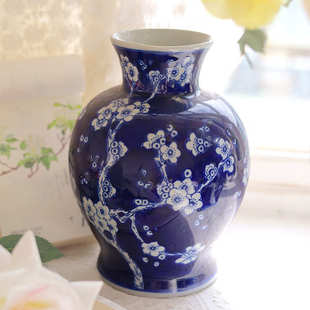 寻舍青花瓷花瓶景德镇陶瓷花瓶冰裂纹创意水培家居插花花瓶批发